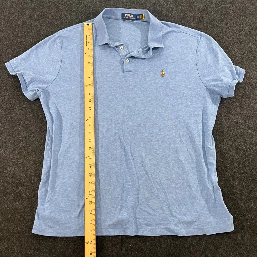 Polo Ralph Lauren Polo Shirt Mens XL Blue Custom Slim Fit Multi Color Pony Logo